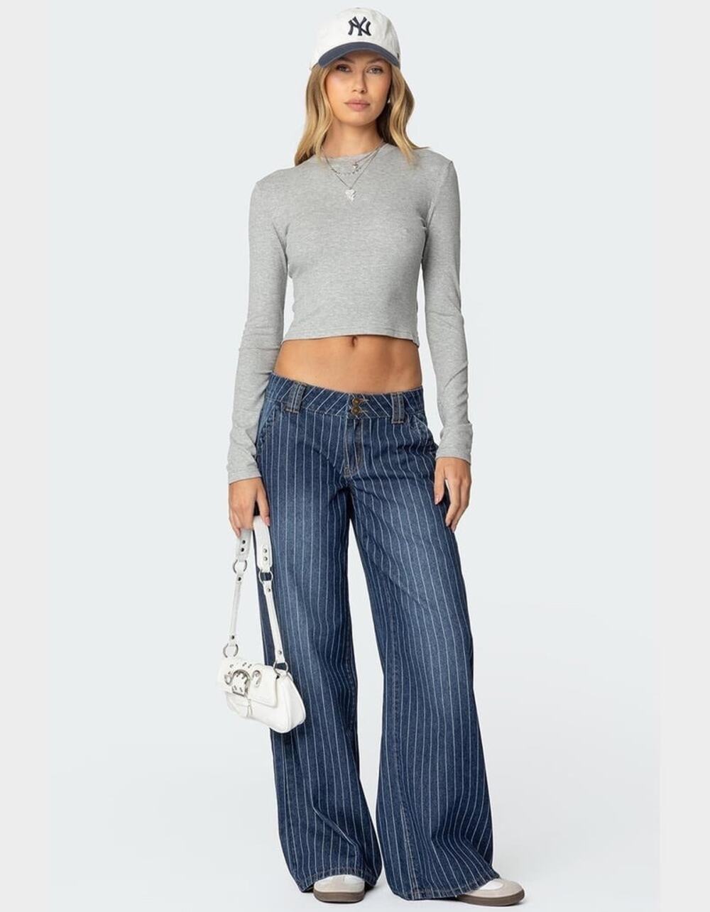EDIKTED Cory Striped Low Rise Jeans size small